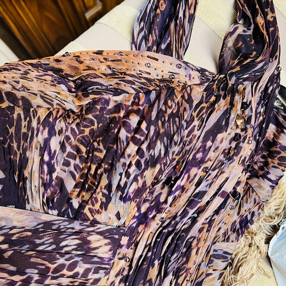 Rare Alberto Makali Silk geometric abstract print cocktail dress size 10 - Picture 8 of 16